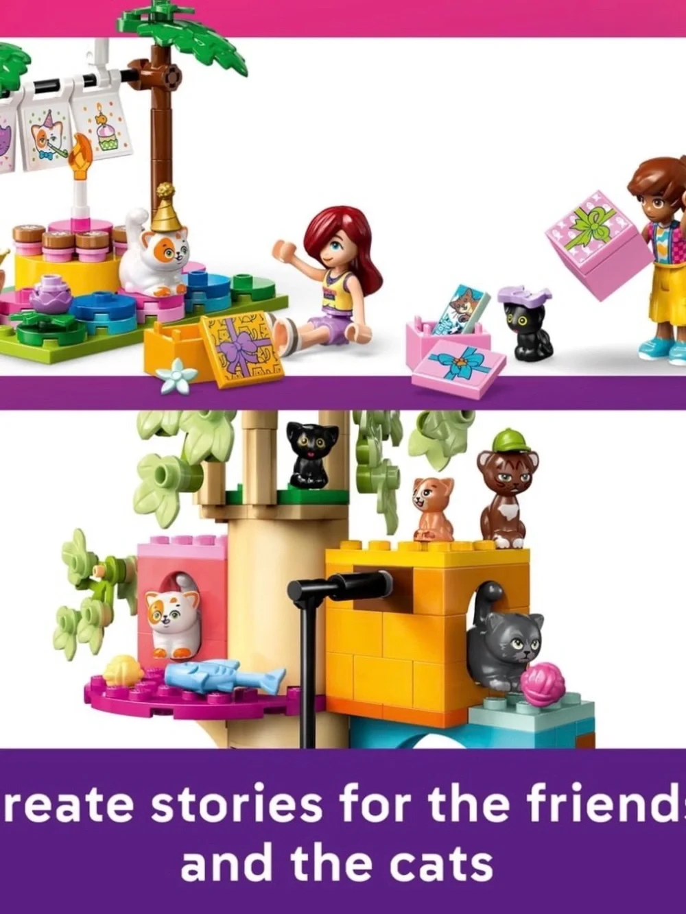 Lego Friends Cat Birthday Party & Treehouse Building